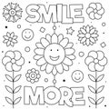 Smile more. Coloring page. Black and white vector illustration.