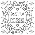 Smile more. Coloring page. Vector illustration.