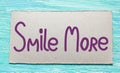 Smile more. Inspirational quote handwritten brush,