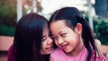 Smile Mother hugging her daughter with happy Royalty Free Stock Photo