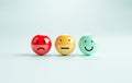 Smile normal and sad emotion face for customer evaluation and client satisfaction concept by 3d render Royalty Free Stock Photo