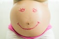 Smile Paint on pregnant woman abdomen