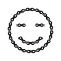 Smile, Positive Smiley or Smiling Face, Vector Icon Made of Bike or Bicycle Chain