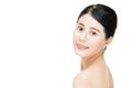 smile pretty asian woman with beauty makeup face, white background