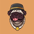 Smile pug dog with hip hop style concept vector illustration Royalty Free Stock Photo