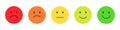 Smile rating review. Isolated colored feedback emoticon face on white background. Sad and happy smiley icons. Neutral yellow