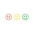 Smile rating satisfaction feedback in form of emotions excellent normal bad vector illustration