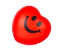 Smile on red heart rubber on white