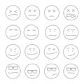 Smile set emoticons outline