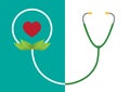 Smile shape from stethoscope and red heart, illustrations.