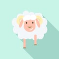 Smile sheep icon, flat style Royalty Free Stock Photo
