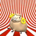 Smile Sheep On Striped Pattern Text Space Royalty Free Stock Photo