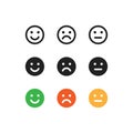 Smile, simple line and color icon set. Happy smiley concept, face emoji in vector flat Royalty Free Stock Photo