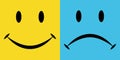 Smile and sorrow, the emotions joy and disappointment, vector icons, emotions of happiness and sadness Royalty Free Stock Photo