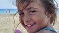 The smile of the summer holidays at the beach of Pervolia village in Cyprus Island