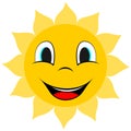 Smile sun icon. Cartoon style Royalty Free Stock Photo