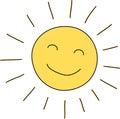 Smile sun icon sketch Royalty Free Stock Photo