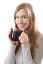 Smile teen girl cup coffee Royalty Free Stock Photo