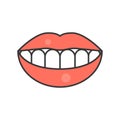 Smile teeth, dental related icon, filled outline