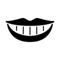 Smile teeth mouth icon, vector illustration, black sign on isolated background