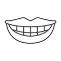 Smile, teeth, mouth vector line icon, sign, illustration on background, editable strokes