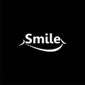 Smile text with smiling mouth icon isolated on black background