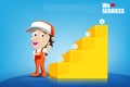 Smile and thumb up mechanic man cartoon for design template, inf