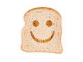 A smile toasted on a slice of bread, isolated on white Royalty Free Stock Photo