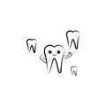 smile toothÃ¢â¬â¢s icon. Element of dantist for mobile concept and web apps illustration. Hand drawn icon for website design and Royalty Free Stock Photo