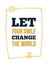 Smile Typography design template on yellow backdrop. Vector background texture.