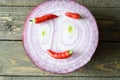 Smile vegetables face on the table Royalty Free Stock Photo