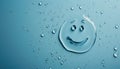 Smile water drops on blue background Royalty Free Stock Photo