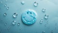 Smile water drops on blue background Royalty Free Stock Photo