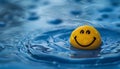 Smile water drops on blue background Royalty Free Stock Photo