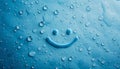 Smile water drops on blue background Royalty Free Stock Photo