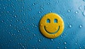 Smile water drops on blue background Royalty Free Stock Photo