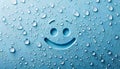 Smile water drops on blue background Royalty Free Stock Photo