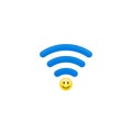 Smile Wi Fi waves icon, Share a good mood concept. Vector illustration