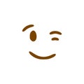 Smile winking face doodle icon. Emoticon in hand drawn style