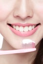 Smile woman brush teeth Royalty Free Stock Photo