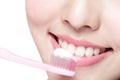 Smile woman brush teeth Royalty Free Stock Photo
