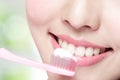 Smile woman brush teeth Royalty Free Stock Photo