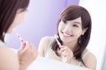 Smile woman brush teeth Royalty Free Stock Photo