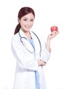 Smile woman doctor hold apple Royalty Free Stock Photo