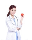 Smile woman doctor hold tomato Royalty Free Stock Photo