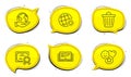 Smile, World weather and Trash bin icons set. Education sign. Social media likes, Sunny, Garbage. Vector