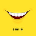 Smile yellow background with realistic smiled mouth