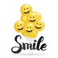 Smile yellow balloons background