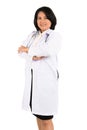 Smiled kindness asian female doctor standing isolated on white background Royalty Free Stock Photo