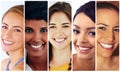 Smiles and beauty. Composite image of a diverse group of attractive young women.